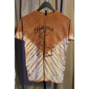 American Highway Hold Your‎ Horses Graphic Tie Dye T-Shirt Women's Size Medium